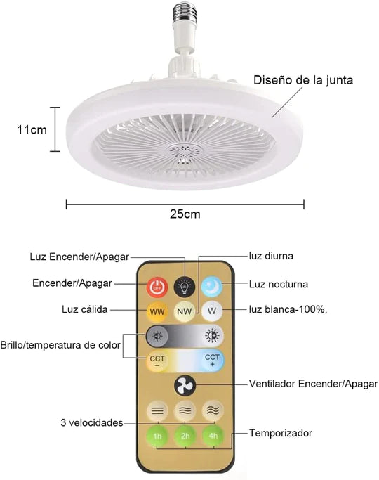 Foco Ventilador 360 con Aromatizante 3 en 1